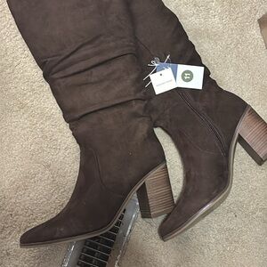 Target Dark Brown Suede Knee Boots with Block Heel